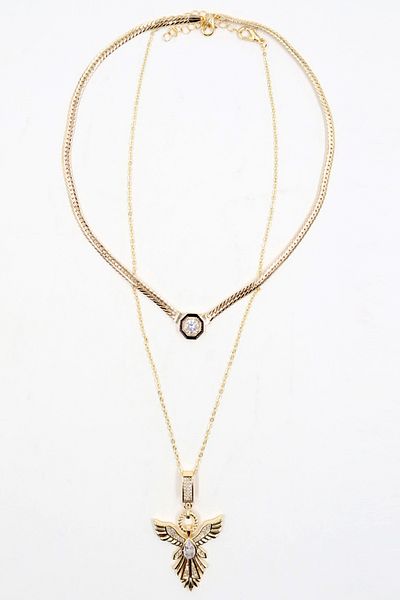 Trend Alaçatı Stili Damen-Halsketten-Set mit doppelter Kette aus Gold mit Zirkonsteinen ALC-X13837