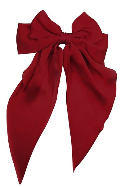 Trend Alaçatı Stili Damen-Haarspange mit großem Band aus Satin in Burgunderrot, ALC-X13849