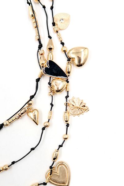 Trend Alaçatı Stili Damen Gold Herz Charm 3-teiliges Halsketten-Set ALC-X13811