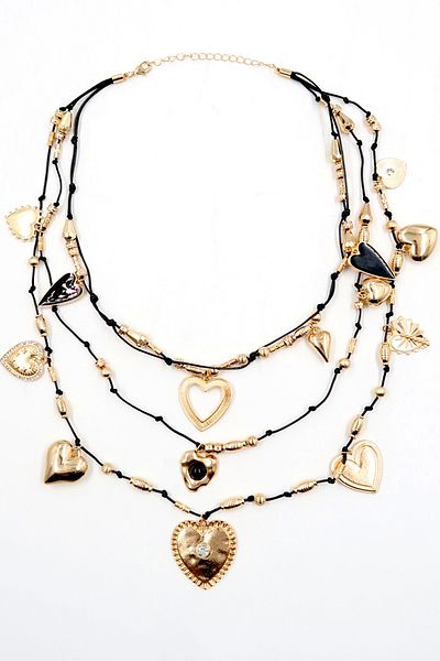Trend Alaçatı Stili Damen Gold Herz Charm 3-teiliges Halsketten-Set ALC-X13811