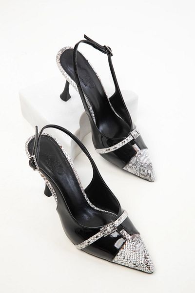 SOHO Black Patent Leather Women's Classic Heeled Shoes 20416