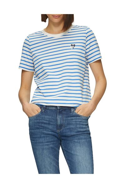 s.Oliver Jersey de bumbac tăiat Rajahat - Artwork, Touch and Decolteu Design