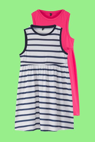 TRENDYOLKIDS Lavendel-Purplü 2'li Mini-Strickkleid für Mädchen TKDSS25EL00015