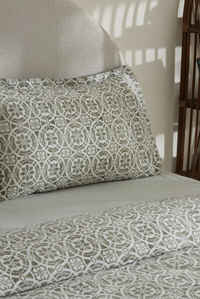 Karaca Home Lea Green Double 100% Cotton Duvet Cover