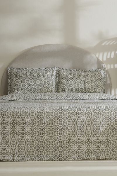 Karaca Home Lea Green Double 100% Cotton Duvet Cover