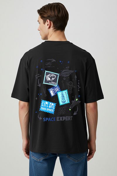 Trendyol Collection Μαύρο μπλουζάκι Oversize Gekko Back Printed 100% Cotton