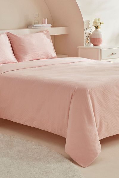 Karaca Home Set cuvertură dublă din satin jacquard din bumbac 100% Sion Powder