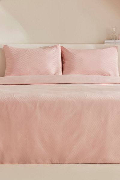 Karaca Home Set cuvertură dublă din satin jacquard din bumbac 100% Sion Powder