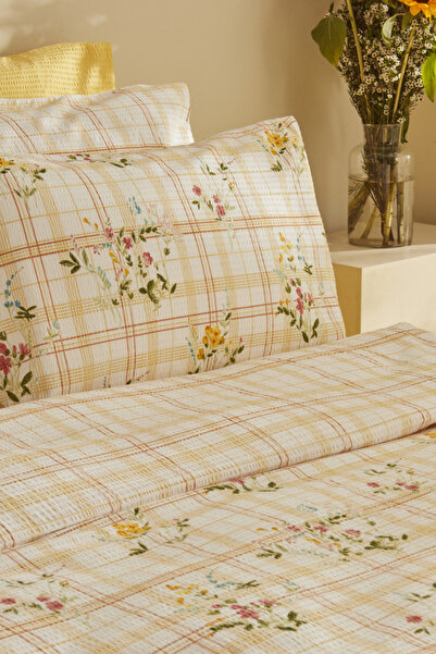 Karaca Home Minella Soft Touch 100% Cotton Double Duvet Cover Set - Yellow