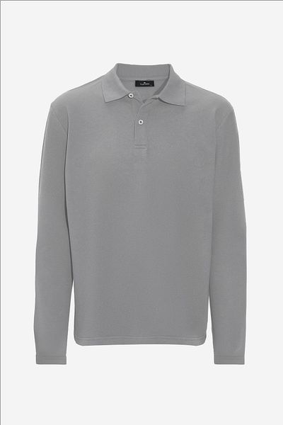 Tudors Men's Standard Fit Relaxed Fit Cotton Soft Texture Solid Pique Long Sleeve Gray Polo Neck T-Shirt