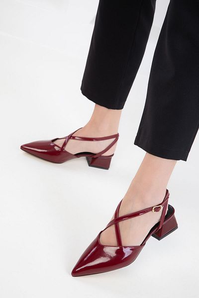 SOHO Claret Red Patent Leather Women's Classic Heeled Shoes 20422