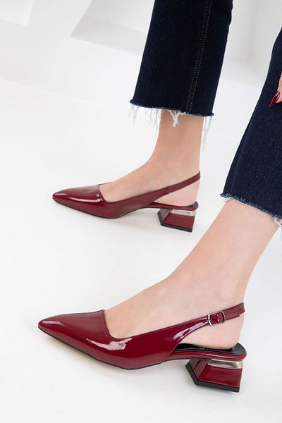 SOHO Claret Red Patent Leather Women's Classic Heeled Shoes 20402