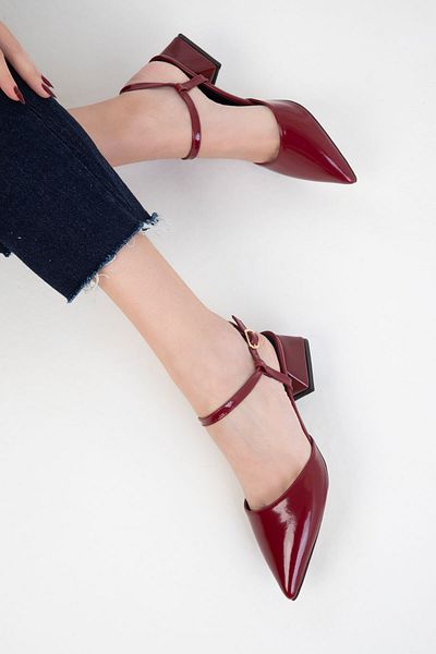 SOHO Claret Red Patent Leather Women's Classic Heeled Shoes 20425