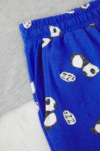 Trendyol Collection Γκρι Slim Fit Fit Panda Σετ Πιτζάμες Πλεκτές με Σορτς TMNSS25PT00063