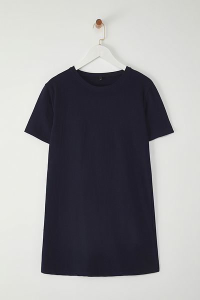 Edit by Trendyol Indigo Kurzarm-Mini-Strick-T-Shirt-Kleid mit Rundhalsausschnitt TEDSS25EL00008