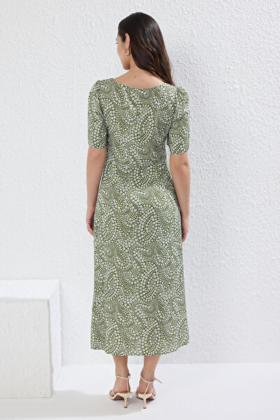 Trendyol Collection Πράσινο αφηρημένο μίντι υφαντό φόρεμα TWOSS23EL00487