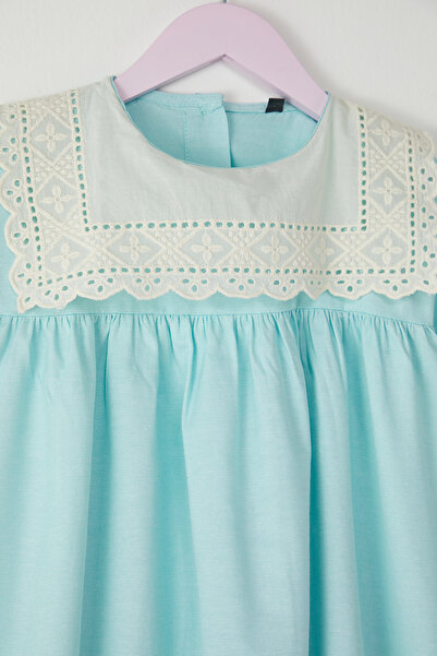 TRENDYOLKIDS Mint Regular Color Block Knitted Dress Tkdss25El00020
