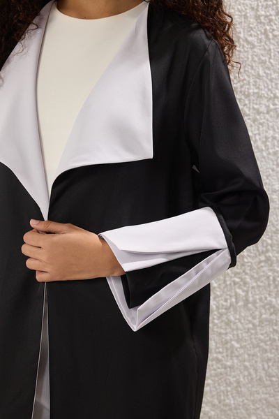 Trendyol Modest Long Black Gray Aerobin Woven - Cap, Ferace and Abaya TCTSS24KF00011