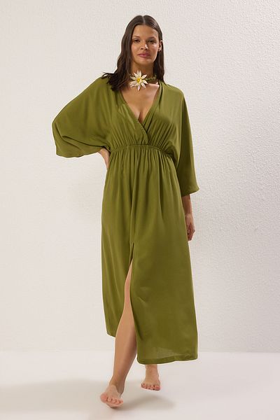 Trendyol Collection Πράσινο Maxi Woven Beach Φόρεμα - TBESS25EL00083