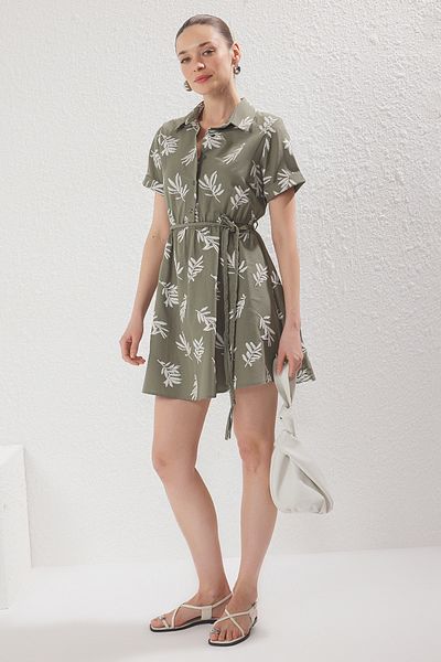 Trendyol Collection Khaki Floral Mini Woven Dress Twoss25El00431