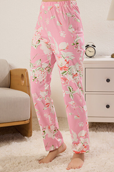 Trendyol Collection Bavlněná květinová růžová a vícebarevná sada pyžama THMSS20PT0063