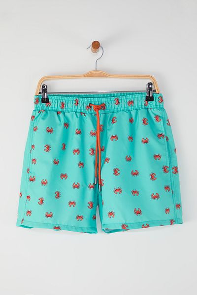 Trendyol Collection Standard-Badeshorts mit Mint-Krabben-Print – TMNSS24DS00006