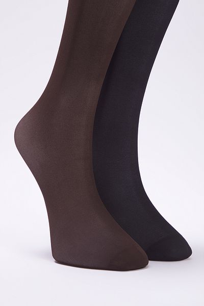 Trendyol Collection Black-Brown 2'Li Package 15 Denier Jacquard Knitted Socks Thmaw23Co00096