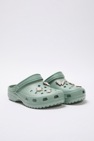 TRENDYOL SHOES Mint Cataramă Accesoriu Detaliu Talpă ușoară Femei Eva Sandale închise în față Papuci TAKSS25SD00033