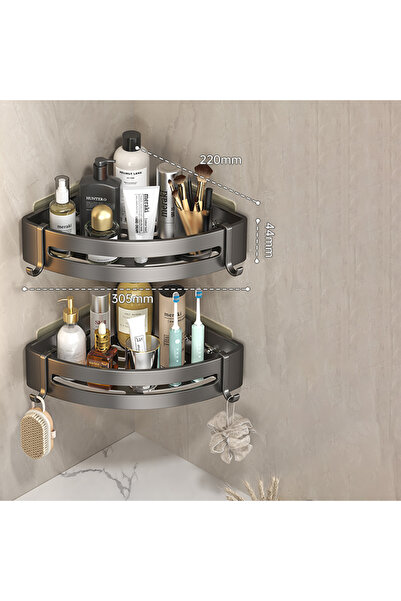 Choice حامل شامبو الحمام اللاصق المزدوج، رفوف دش، منظم تخزين، بدون حفر، رف زاوية