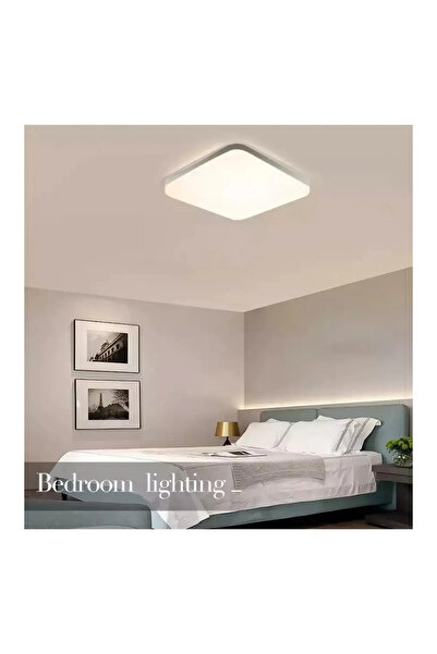 Voxify 60x60 Kare Büyük Boy Tavana Sıfır Led Armatür Avize Salon Mutfak İşyeri Ofis Aydınlatma Sarı Işık