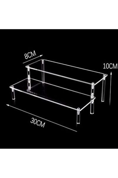 Choice 30x8x10cm 2 Tier 1-4 Tier Acrylic Display Stand Durable Display Rack For Cupcake Perfume Doll Transp