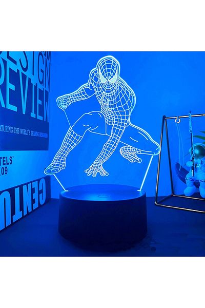 Hot Toys Dark Red 16 color with remote Spiderman 3D Acrylic Night Light USB Stereo LED Desk Lamp Phantom Ligh