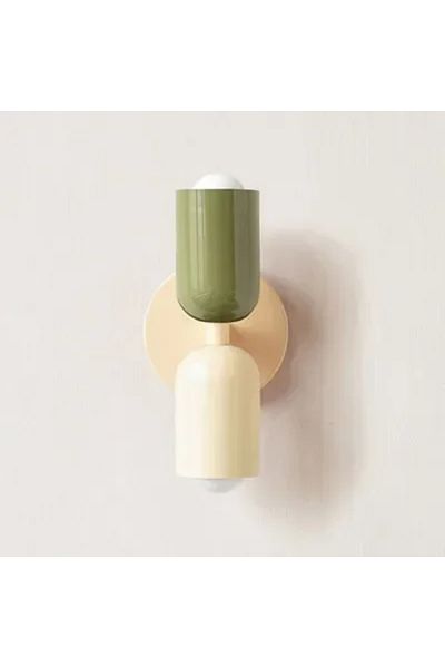 Choice No light bulb White Green-A Colorful bedside wall lamp Nordic living room corridor Wall light Childr