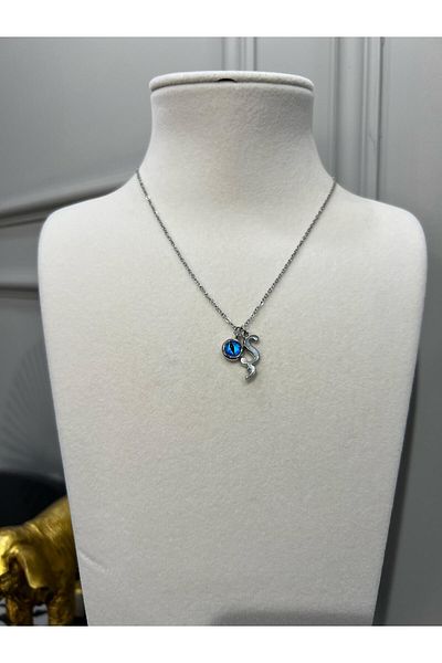 Store Letter S Necklace - Evil Eye Beaded Letter Steel Chain