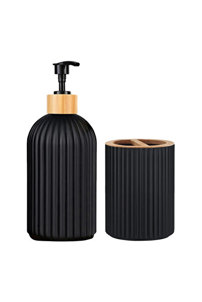 Choice قطعتان من حاوية سطح الحمام السوداء وموزع صابون اليد وصندوق تخزين كرات ...