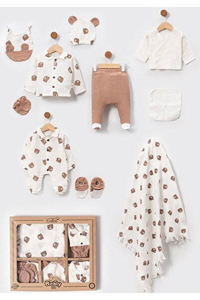 TOFFERS مجموعة خروج من المستشفى مكونة من 10 قطع من قطن الموسلين لوثر تيدي بير