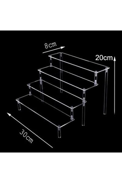 Choice 30x8x20cm 4 Tier 1-4 Tier Acrylic Display Stand Durable Display Rack For Cupcake Perfume Doll Transp