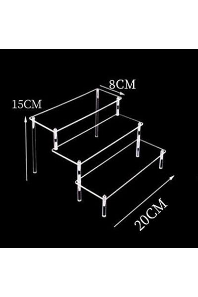 Choice 20x8x15cm 3 Tier 1-4 Tier Acrylic Display Stand Durable Display Rack For Cupcake Perfume Doll Transp