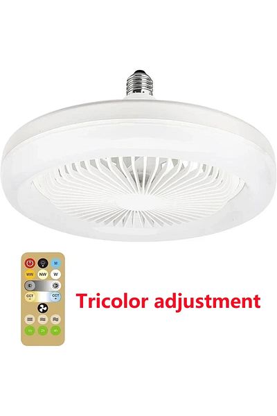 DUTRIEUX 30w White Rotatable 3in1 Ceiling Fan With Remote Control Lighting Lamp E27 Converter Base Lighting B
