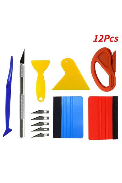 Choice Set A- 12pcs 12pcs Small Scraper For Car Window Film Car Vinyl Wrap Tool Kit Glass Cleaning Can Be U