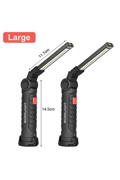 XIWANGFIRE 2PCS large Led Work Light Magnetic Base Hook Rechargeable 360°Rotating Portable Handheld Flashlight