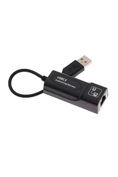 Choice محول كابل شبكة USB 2.0 إلى Rj45 أسود بسرعة 100 ميجابت في الثانية وبطاقة شبكة سلكية ومحرك أقراص خارجي وبطاقة شبكة مجانية