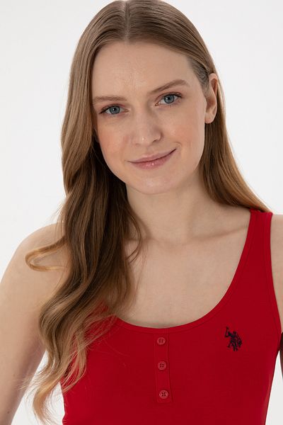 U.S. Polo Assn. Women's Red Sleeveless Crew Neck Basic T-Shirt 50300895 -Vr030