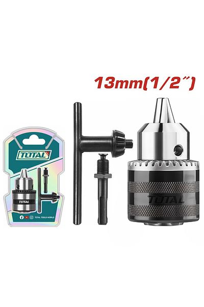 TOTAL 13mm Keyed Drill Chuck with SDS Adapter - Heavy-Duty, Durable, Secure Grip