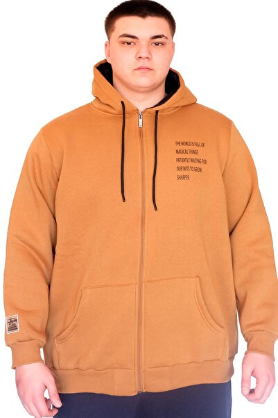 ModeXL Мъжка суитшърт с качулка Mode XL с цип и 3 връзки BRONX U24560 Камел