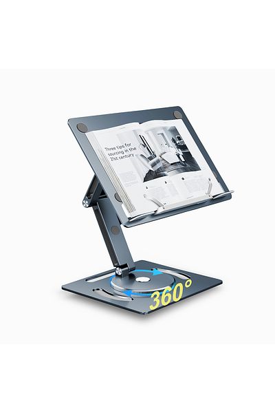 Oatsbasf Grey Oatsbasf 360 Rotable Aluminium Laptop Stand Height Angle Adjustment Tablet Desktop Holder Multi
