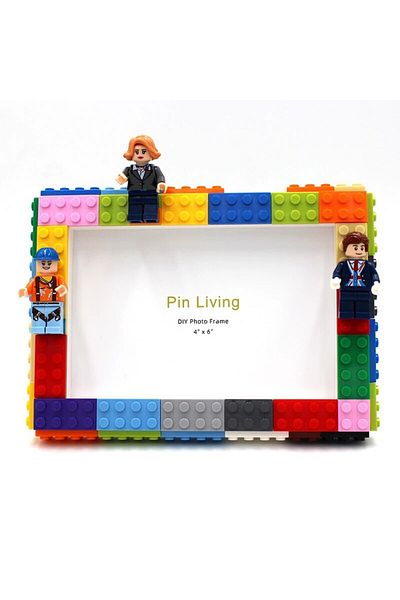 Choice 6 Inch Three People Diy Clourful Building Blocks Photo Frame For Home Decoration Creative Family Act
