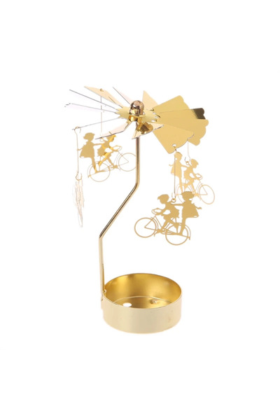 Choice حامل شموع دوار معدني على شكل دراجة قطعة واحدة، حامل شموع دوار لعيد الم...