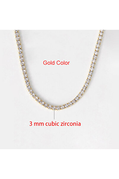 Choice سلسلة بطول 33 سم باللون الذهبي 3 مم قلادة تشوكر بسيطة من الزركونيوم ال...