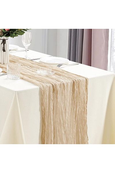 Choice Beige 6pcs Cheesecloth Table Runner Boho Gauze Table Runner 40x270cm for Wedding Bridal Shower Birth